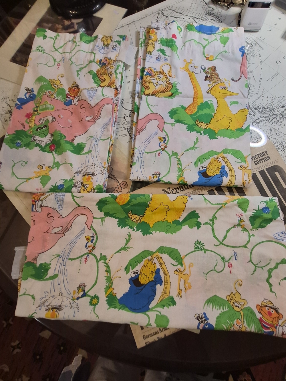 Sesame Street CURTAINS 3 PANELS TOTAL VINTAGE